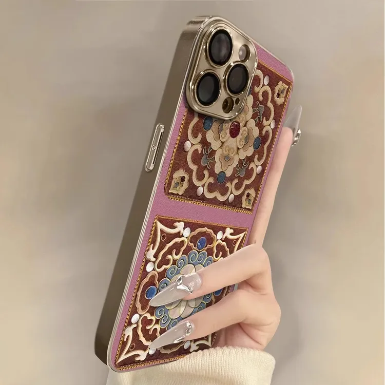 掐丝敦煌纹适用苹果16promax手机壳防摔iphone15promax支架保护壳