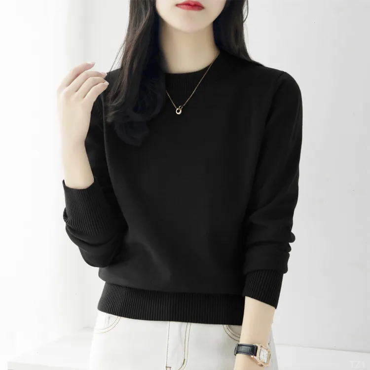 秋冬季半高圆领内搭百搭毛衣女装新款厚款显瘦宽松羊毛打底上衣