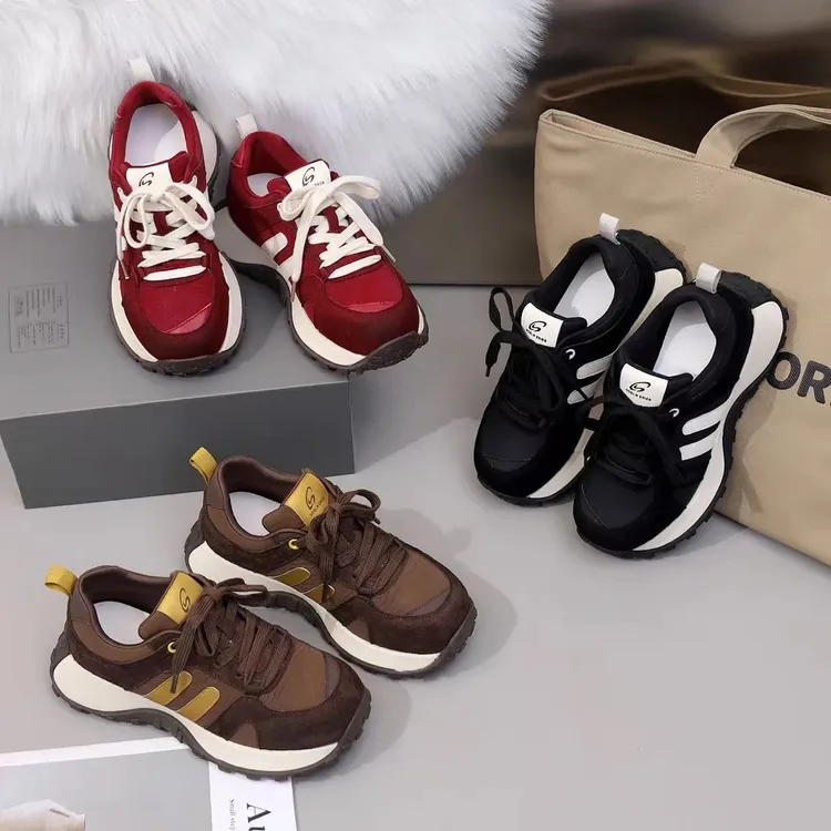 系带潮流棉鞋运动风磨砂皮时尚休闲鞋胶粘加绒15602棉大码女鞋