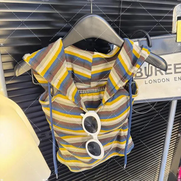 美式复古撞色条纹背心女2025夏季新款高级感辣妹风修身显瘦上衣潮