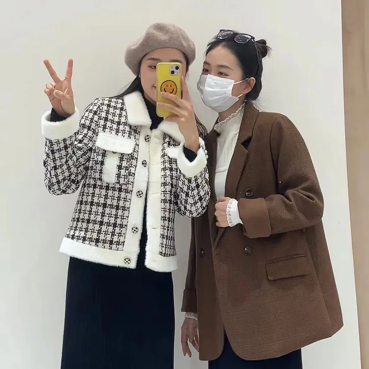 小香风千鸟格毛呢外套女秋装2025秋冬季新款时尚气质短款洋气上衣