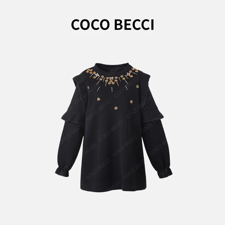 COCOBECCI时尚高级感钉珠一手长百搭上衣YT24YW400015