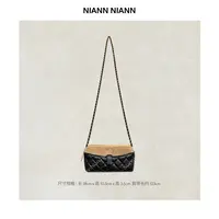  NiannNiann 新品复古经典时髦羔羊牛反绒拼接斜跨链条小包16290