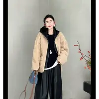 玖了个玖 2025秋季新品极简百搭牛仔拼接毛毛外套 2509C6303