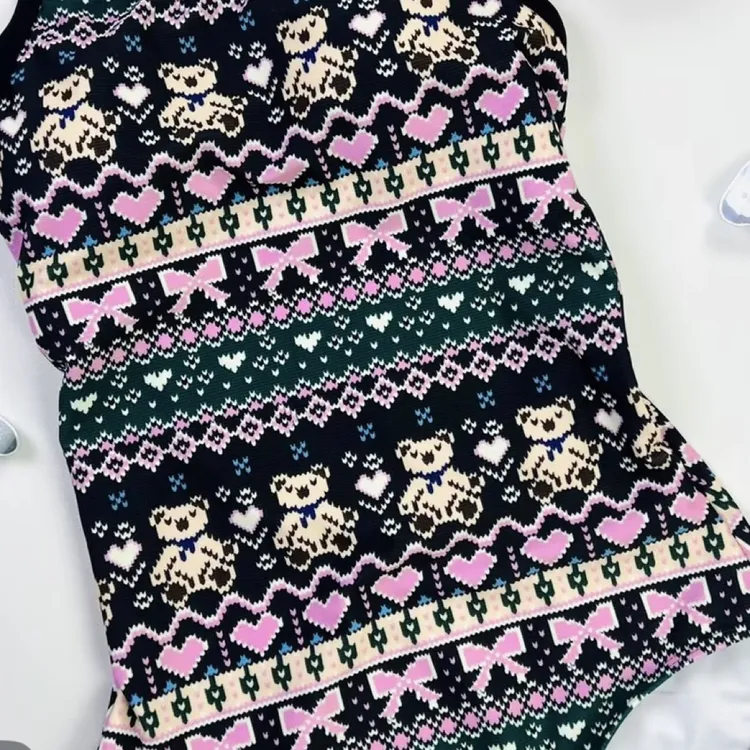 女士小熊图案专业竞速连体泳衣遮肚显瘦适合游泳泡温泉