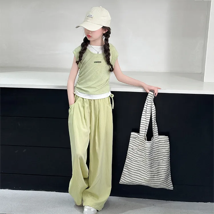 女童套装夏季新款女大童韩系穿搭儿童夏装休闲无袖山本阔腿裤