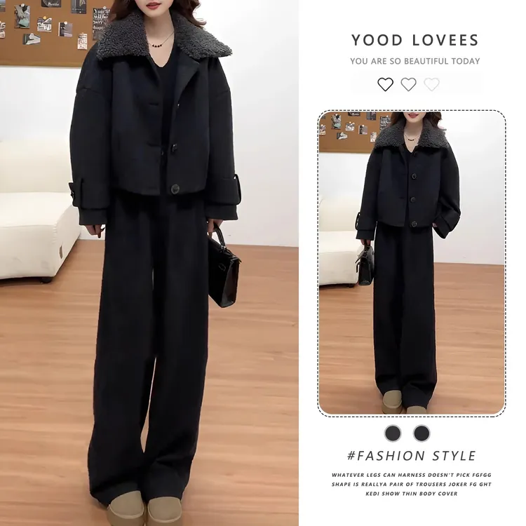 拉夏贝尔巨好看的秋冬保暖套装女2025新款加厚时尚潮流穿搭一整套