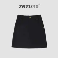 ZRTU/执图半身裙气质高腰半裙松紧腰短裙秋季纯色简约