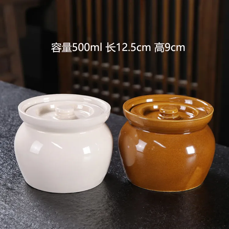 带盖瓦罐炖盅500毫升隔水炖汤家用陶瓷炖罐沙县小吃耐高温煨汤罐