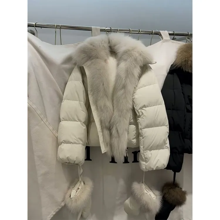 韩版短款大毛领泡芙蓬松棉服棉衣女2025冬季新款保暖面包服外套