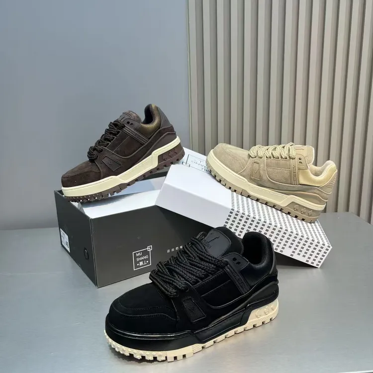 2025秋冬新款男士潮牌胖丁厚底板鞋百搭韩版透气舒适皮面低帮男鞋