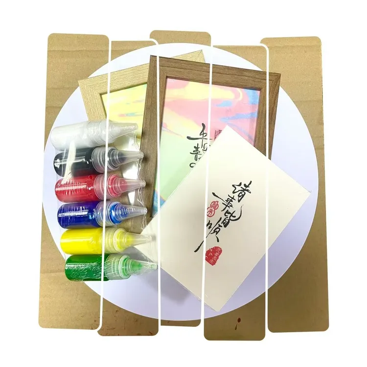 儿童diy手工漂漆染古风印章带字创意简约木质画框摆台摆件材料包