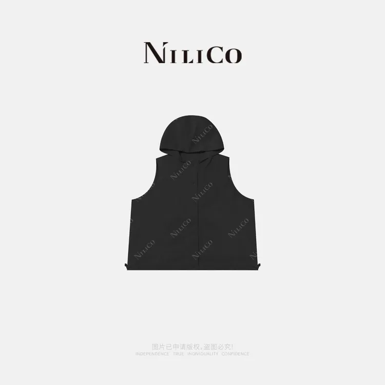 NILICO【百变达人】时尚休闲百搭设计感防风连帽宽松工装马甲