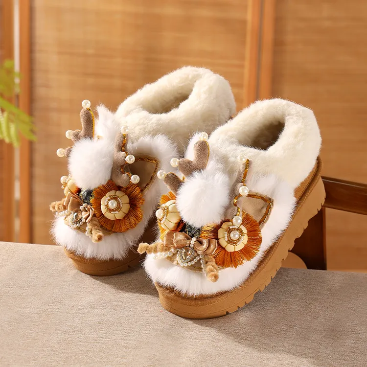 非遗虎头雪地靴2026冬季新款加绒保暖原创国潮手工厚底面包鞋棉靴