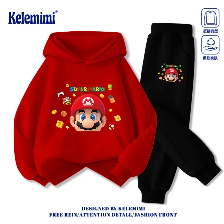 KELEMIMI马里奥儿童卫衣裤套装2025新款春秋季女童衣服男童两件套