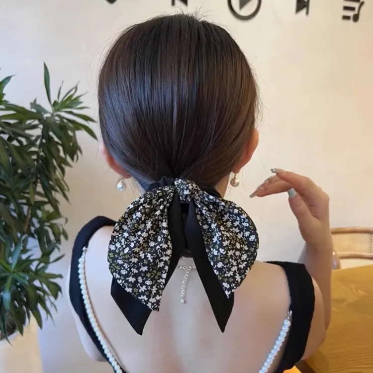 法式飘带发带女绑发气质扎马尾发圈2025新款发圈蝴蝶结发绳头饰女