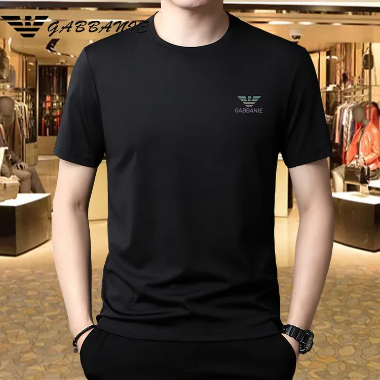 意大利专柜正品男士夏季冰丝短袖T恤男休闲百搭圆领天丝透气半袖