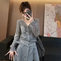 【LLU李】重工手工串珠针织衫显瘦修身百搭外套打底衫 LLU-1806925