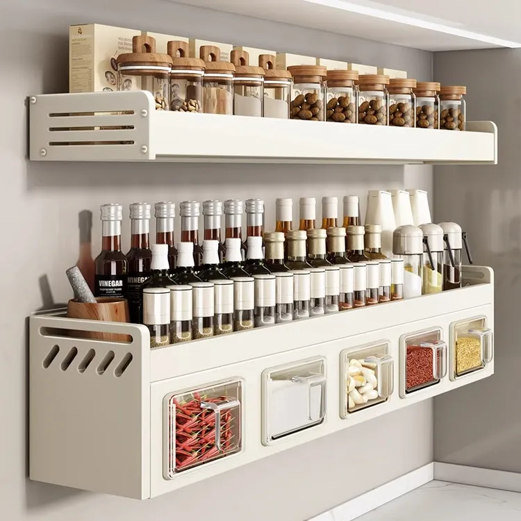 调料盒壁挂家用厨房高端免打孔置物架调味品收纳盒佐料盐罐调料罐