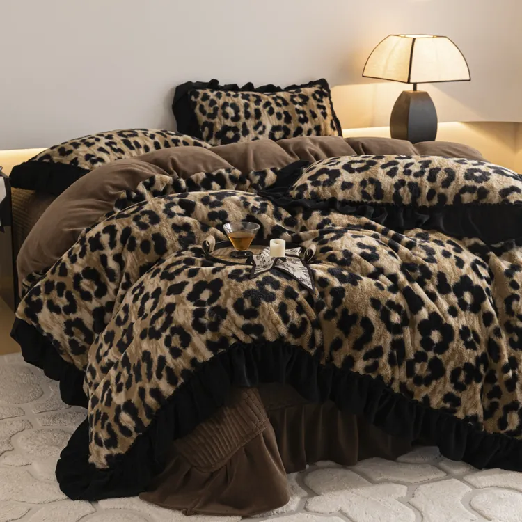 冬季美拉德高克重加绒加厚牛奶绒床盖四件套可水洗防静电床品套件