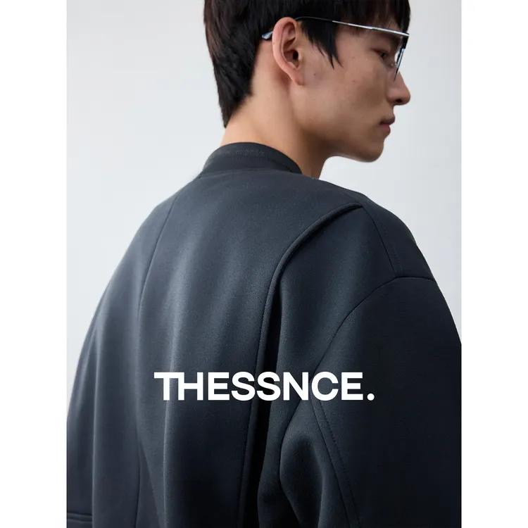 THESSNCE Vintage空气层麂皮绒宽松廓形感棒球领飞行员夹克男秋冬
