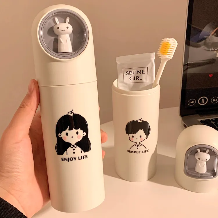 旅行便携三合一漱口杯情侣刷牙杯洗漱杯子牙具牙膏收纳盒置物架新