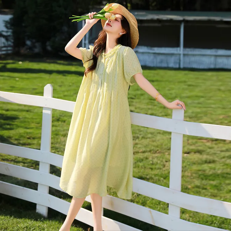 孕妇连衣裙夏季时尚洋气不显肚子裙子潮妈宽松中长款显瘦雪纺裙子