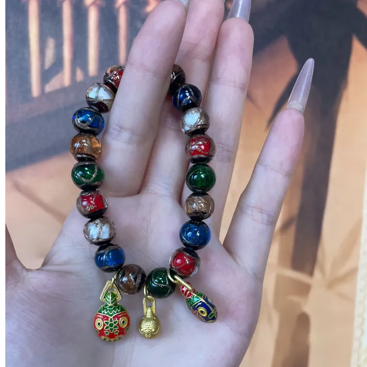 合成金属手链 香灰琉璃吞金兽手串