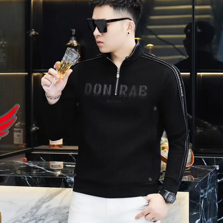 2025秋季欧版男士新款时尚潮流立领拉链潮流帅气男款长袖卫衣