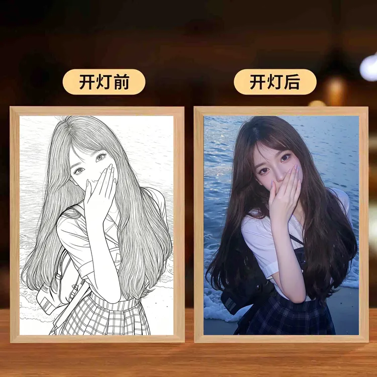 灯光画照片定制送朋友同学礼物宿舍摆台led小夜灯氛围灯画动漫