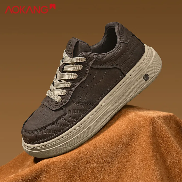 Aokang/奥康2025冬季保暖增高防滑户外运动休闲板鞋鞋子男款男鞋