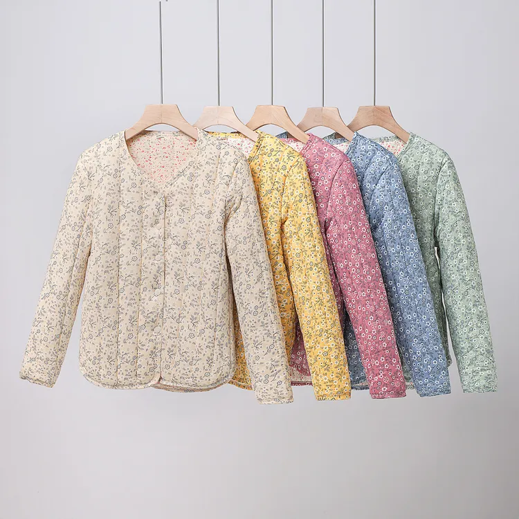 中老年妈妈冬装内胆棉服短款保暖碎花洋气奶奶内穿棉袄女冬季外套