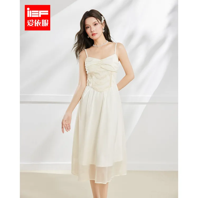 IEF/爱依服2025年夏季新款吊带长裙法式显瘦小众仙气设计感连衣裙