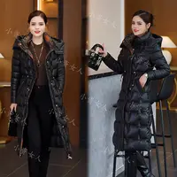 【芬子专属】2025年冬季新款拼接花边加厚免洗显瘦大码过膝棉衣外套
