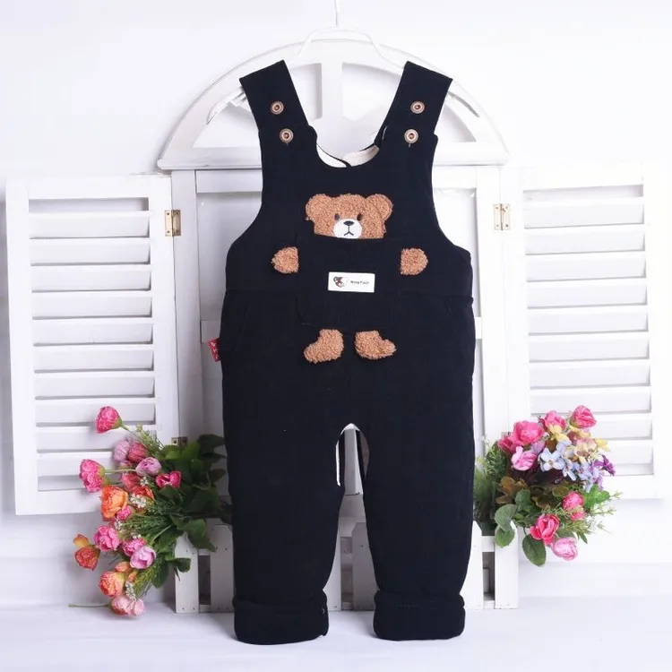 男女宝宝冬季加绒加厚开档背带棉裤外穿适合0-3岁婴儿儿童连体