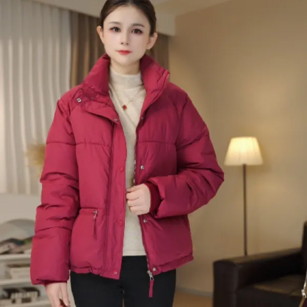 2025短款棉服外套女冬季面包服宽松立领小个子棉衣