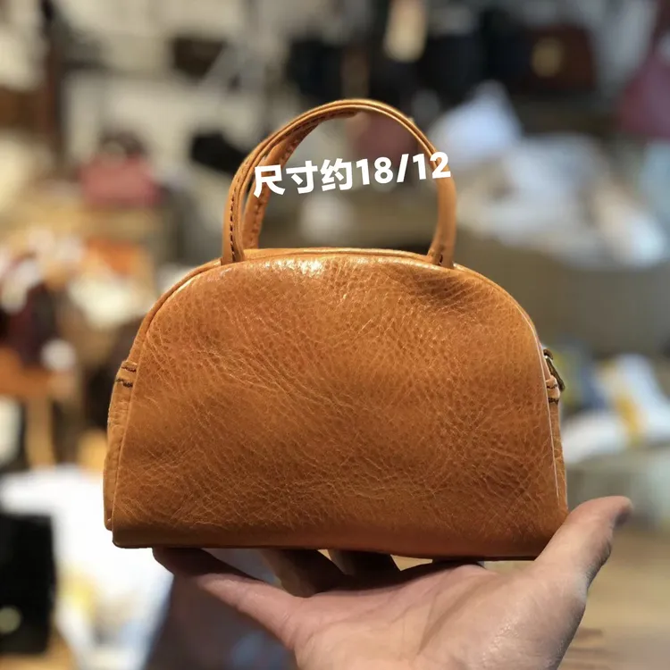 制道手工女士单肩斜挎包复古时尚休闲百搭牛皮头层植鞣小包手提