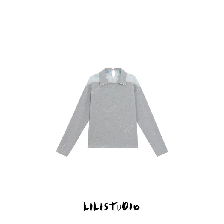 PCNY「拼色遐思」不理理夏季新款小众女装时尚宽松百搭花径翻领上衣