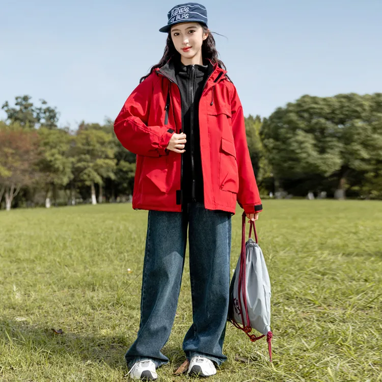 女童外套秋冬款2025新款中大童加厚三合一连帽冲锋衣夹克冬季上衣