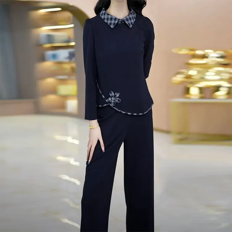 高级红亚精纺洋气上衣裤子套装2025秋季新款时尚显瘦优雅两件套女
