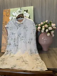 水如画【B811】重工系列秋季新中式国风立领气质宽松短袖衬衫上衣