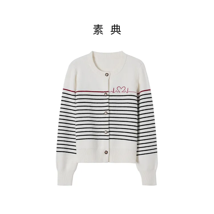 素典【心动曲线开衫】秋季毛针织衫软糯女装百搭显瘦针织上衣4983