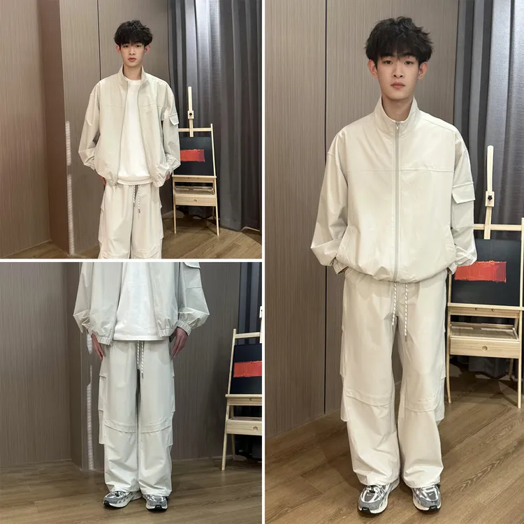 MANRE SHOW夏季休闲运动套装男潮流宽松上衣裤子薄款百搭时尚套装