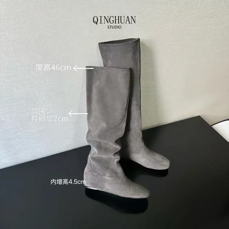 【清欢2店】超藏肉显腿直圆头堆堆靴 | 百搭真皮高质感 | 5cm