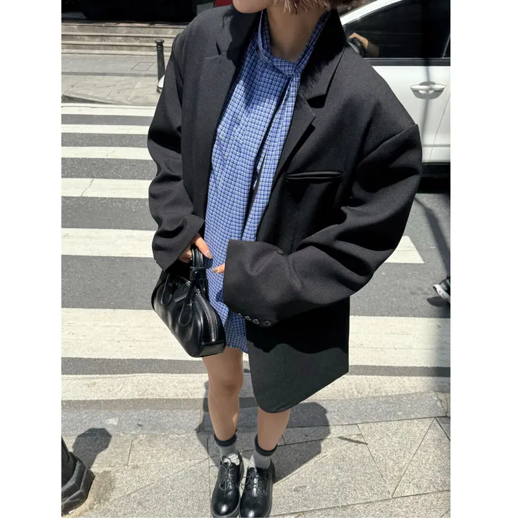 【逸语服饰】2025秋季新款韩系简约单排扣宽松百搭气质西服西装外套