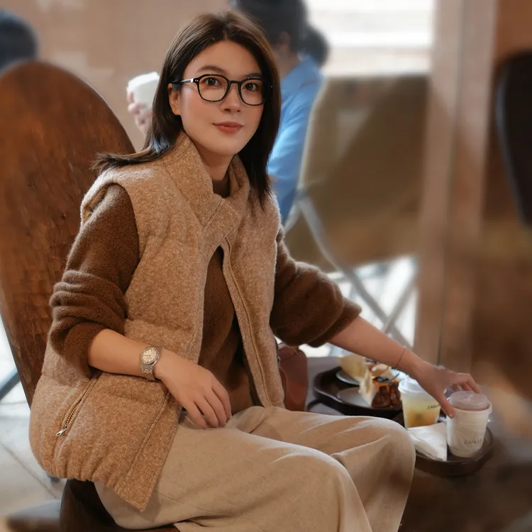 曼辰manchenh"月光典藏"重磅毡化羊毛牦牛绒立领气质百搭鹅绒马甲