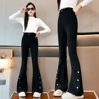 女童喇叭裤春秋装2025新款外穿裤子时髦洋气中大童修身儿童牛仔裤