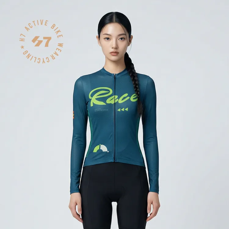 H7「25新品-拾光女款男士」春夏长袖透气网骑行服速干透气轻薄防晒