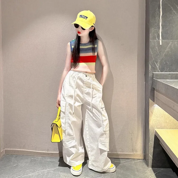 女童高级感夏装套装2025新款多巴胺风中大儿童夏季工装裤韩系穿搭