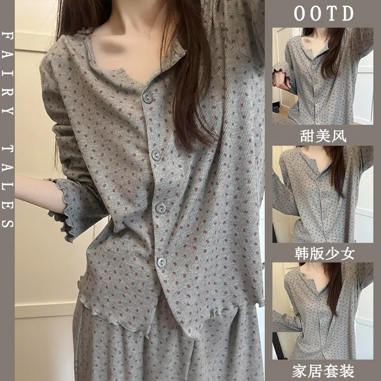 睡衣女套装春秋季2025新款甜美风碎花韩版休闲少女长袖家居服套装